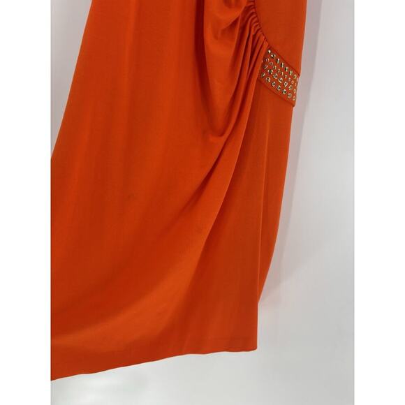 Cache Vintage Sleeveless Dress Womens Large Orange Bodycon Stretch Studded Club - Picture 8 of 16